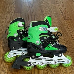 Green and Black Inline Skates for Kids